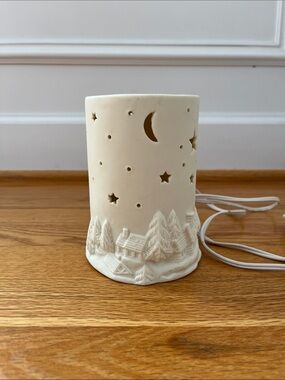Ceramic Starry Night Electric Table Night Light - Warm Yellow Glow